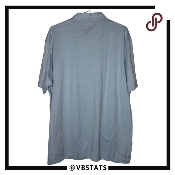 Peter Millar Men's Nanoluxe Pinstripe Short Sleeve Polo Golf Shirt Blue Size 2XL - Picture 2 of 7